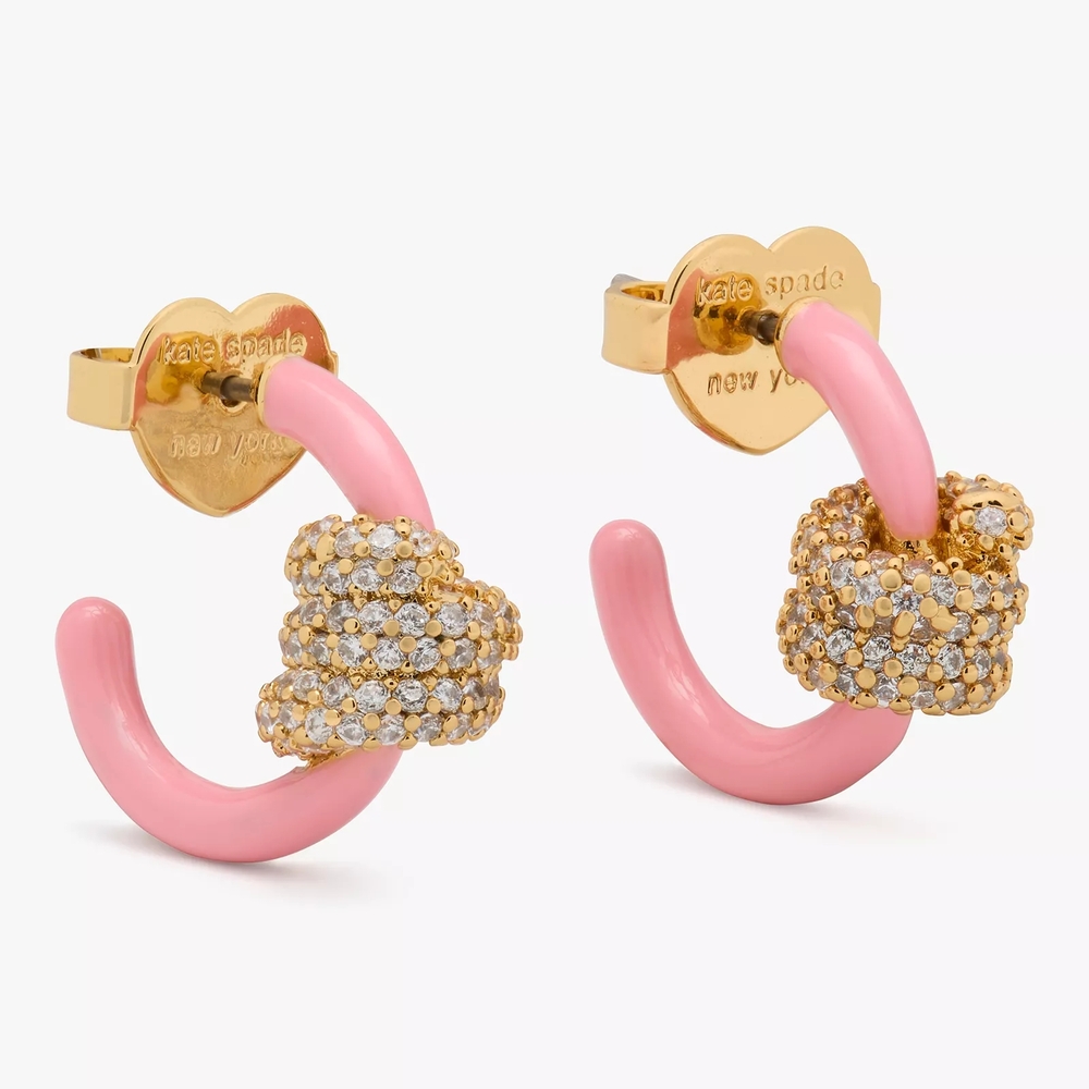 *Sold Kate Spade Apricot Cream Ropes & Knots Pave Huggies Earrings